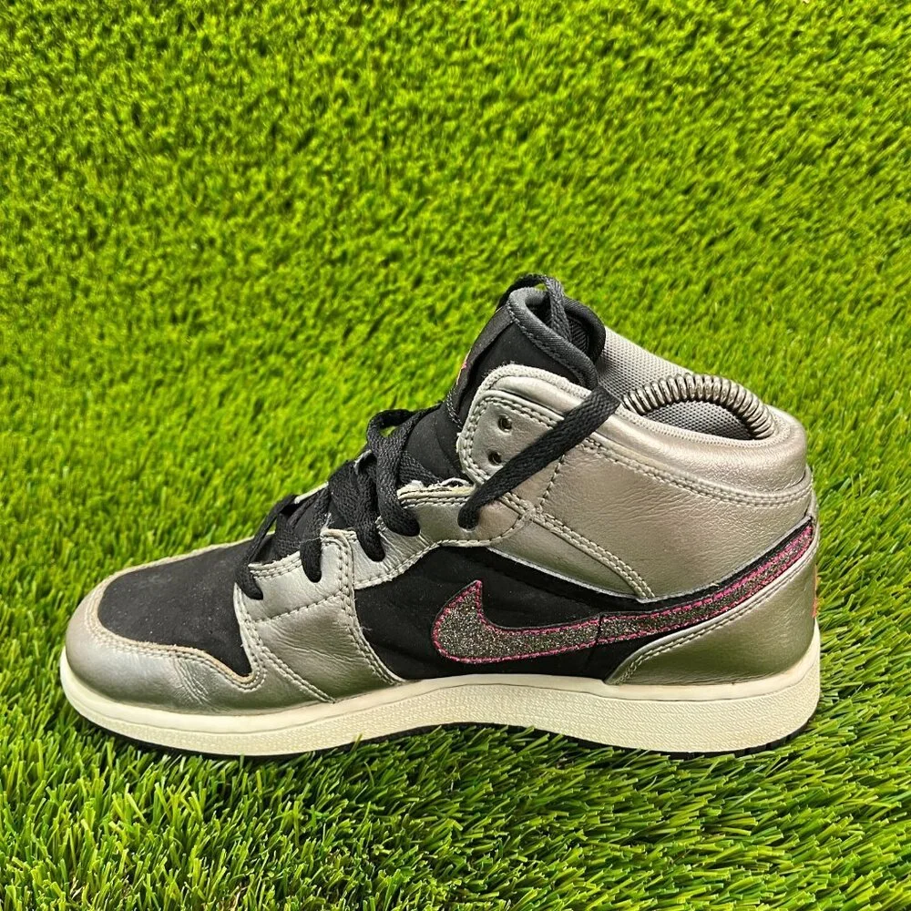 Nike Air Jordan 1 Phat Girls Size 6.5Y‎ Silver Black Pink Walking Shoes Sneakers